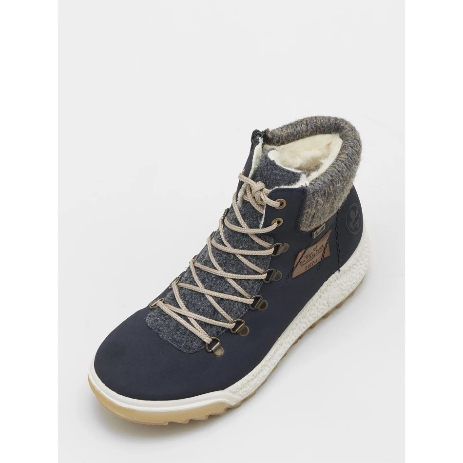 Navy Rieker Water Resistant Lace Up Boot