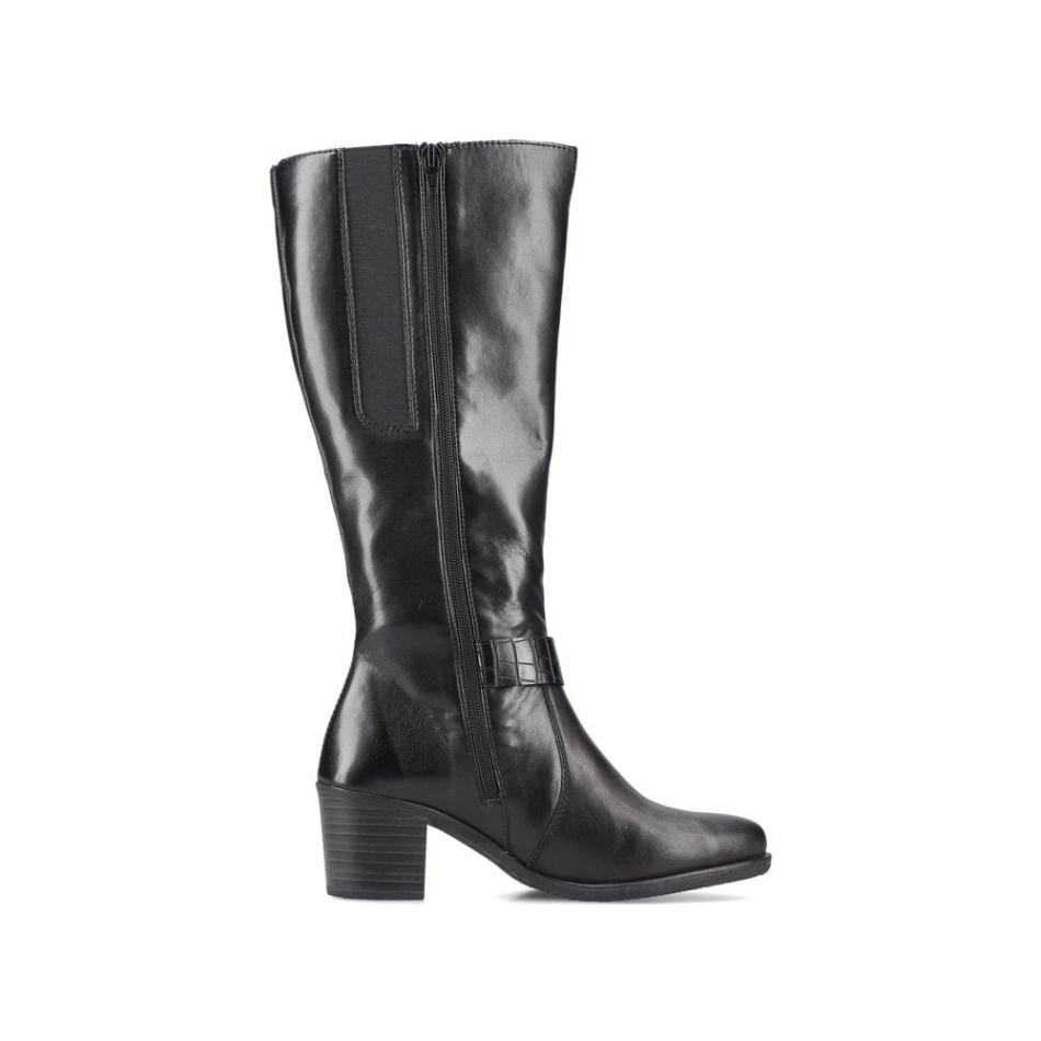 Black Rieker Y2090 Women Knee Length Boots