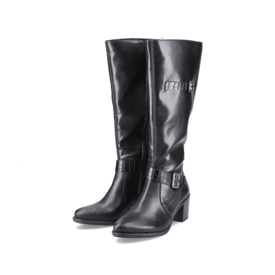 Black Rieker Y2090 Women Knee Length Boots