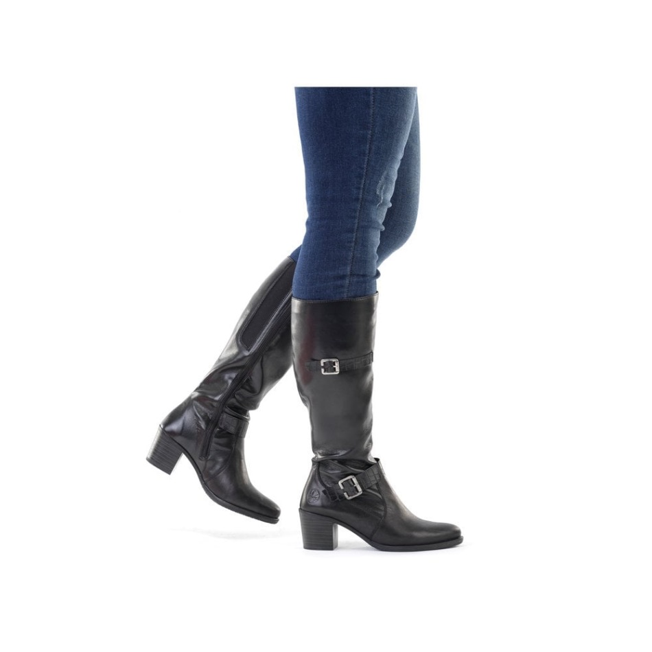 Black Rieker Y2090 Women Knee Length Boots