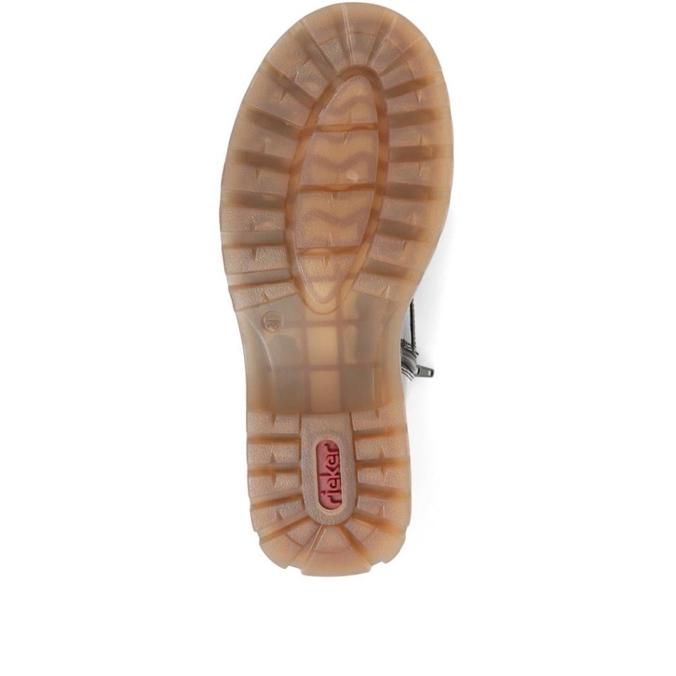 Black Patent Lace-Up Calf Boots Rieker