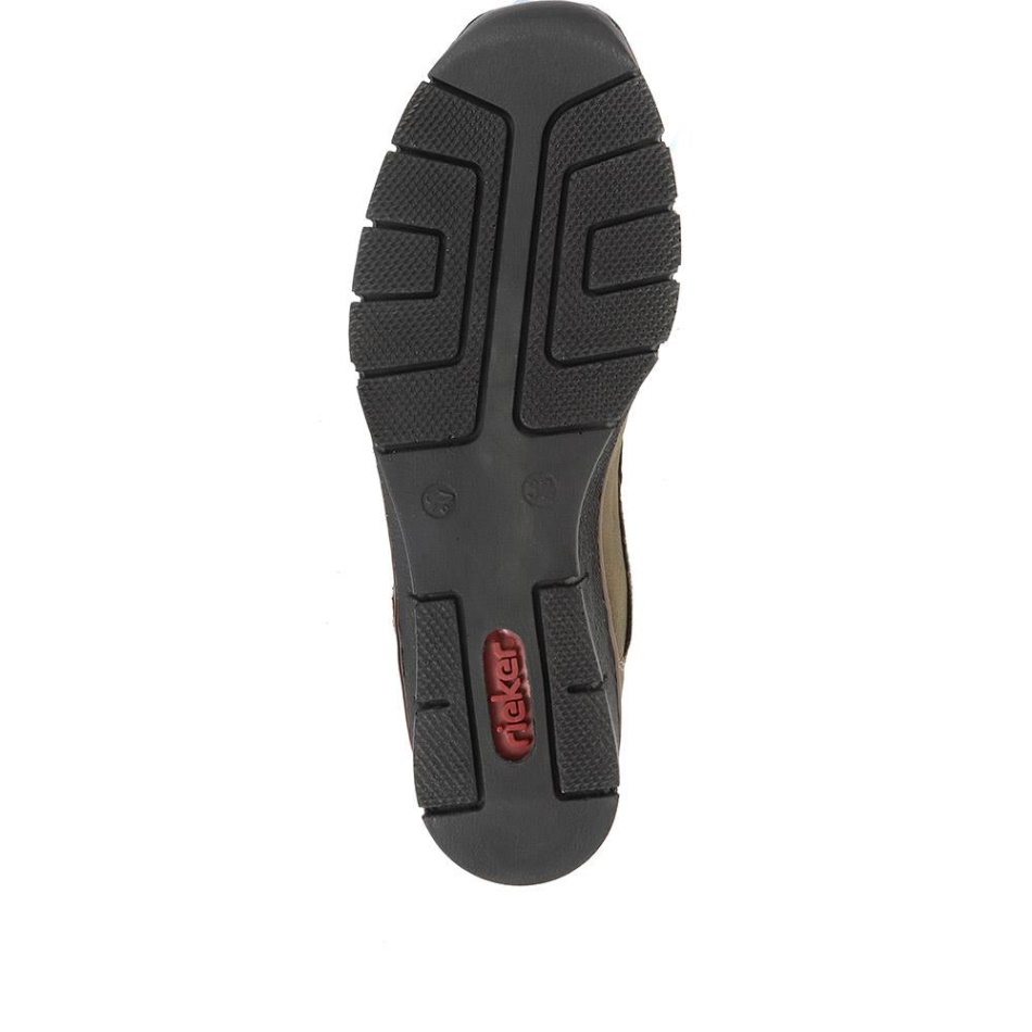 Olive Leather Lace-Up Trainers Rieker